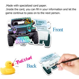 You've Been Ducked Card, Duck Duck Tags, Ducking Game Card, Ducked Tags, Rubber Duck for Tags, SUV Car Design, with Round Hole and Rubber Bands 50Pack (Gradient Color)