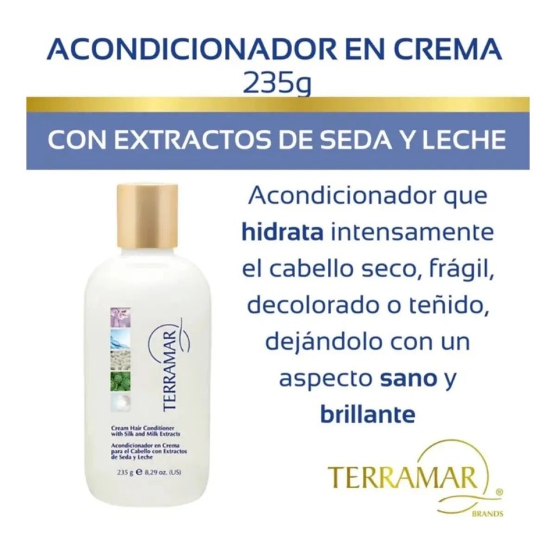 Acondicionador En Crema Para Cabello Con Seda Terramar 235g