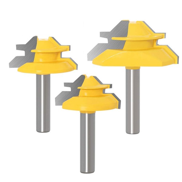WSOOX 45 Degree Gluing Cutter Mitre Milling Cutter Set, 3