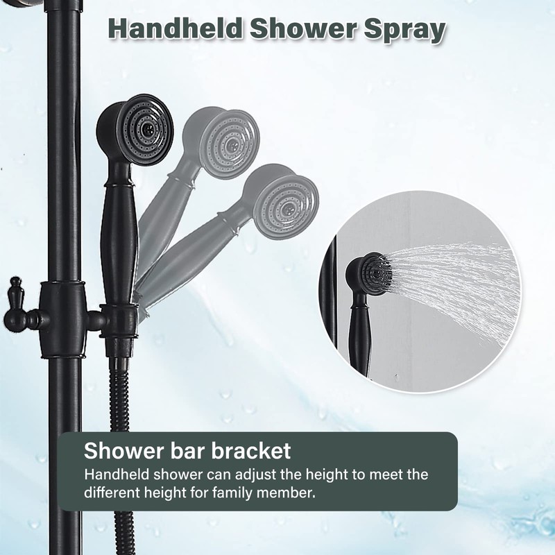 NeierThodore Luxury ORB Bathroom Shower Faucet Dual Handles Wall-Mounted Shower