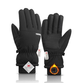 TRENDOUX - Guantes de esquí de invierno para niños: guantes de nieve 100% impermeables para niño y niña, cálido Thinsulate con visualización táctil antideslizante, guantes para clima frío para niños y