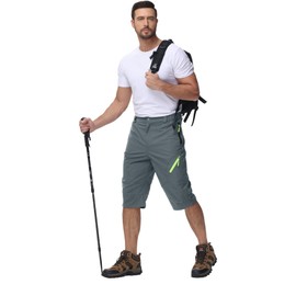 YAOBAOLE Men's Below Knee Shorts Quick Dry 3/4 Hiking Long Walking Shorts Summer Thin Capris with Pockets Dray 3XL Grey