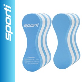 Sporti Pull Buoy for Women & Men Competitive, Swim Trainer Gears, Swim Buoy for Lap Swimming, EVA 5-Layer Pull Buoy Leg Float - Blue/White/Blue