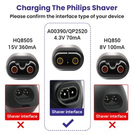電気かみそり4.3Vアダプター電源コード、フィリップス用シェーバー充電器電源コードA00390フィリップスノレルコワンブレード充電器用4.3V 70mA QP2520 / 90、QP2520 / 70、QP2520/72と互換性があります