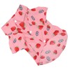 Dog Summer Shirts Cute Strawberry Print Turn Down Collar Snap