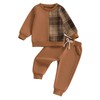 Bufarromio Autumn Baby Boys 2pcs Outfits Classic Plaid Print Patchwork