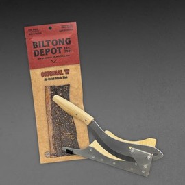 Biltong Depot Original with Fat Steak Slab & Cutter Gift Pack: Natural Beef Jerky & Versatile Stainless Steel Cutter