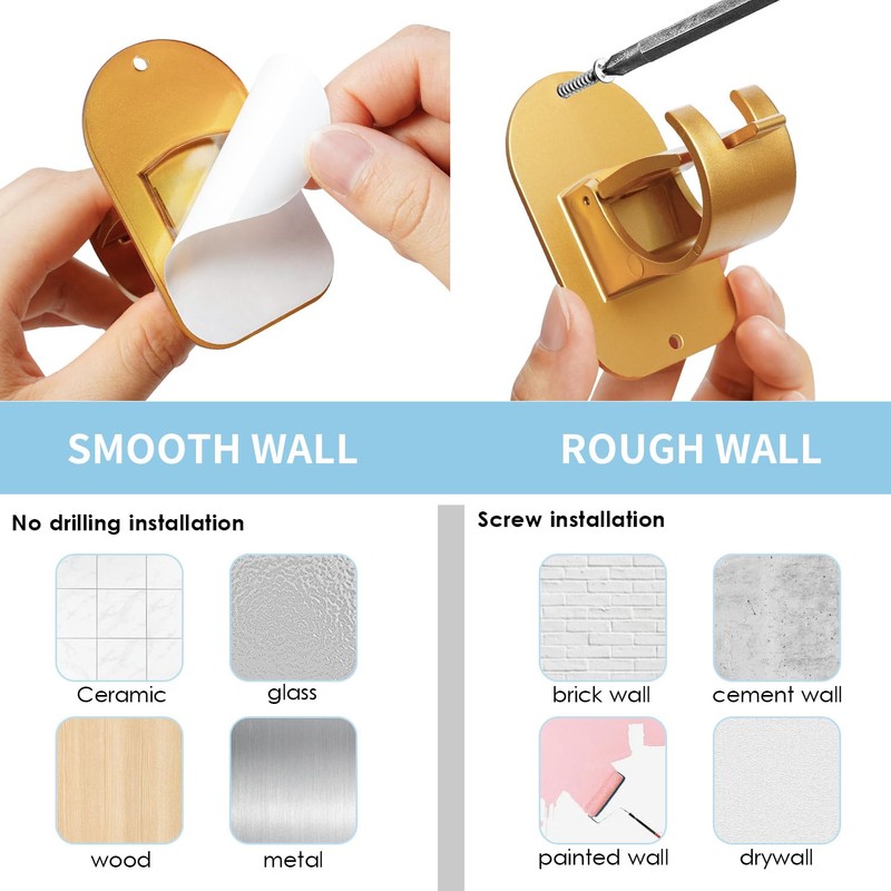 Cadorasty No Drill Curtain Rod Holder Hangers - Self Adhesive