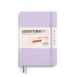 LEUCHTTURM1917 370620 Weekly Calendar & Notebook 2025, Medium A5 Softcover - 18-Month Planner, 80 g, Lined - Lilac