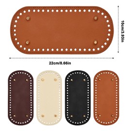 Laughhe Pack of 4 Bag Base for Crochet Leather, 4 Colour Oval Bag Base Faux Leather Bottom Bag Crochet with Holes for Handbag Knitting Bag, DIY Accessories 22 x 10 cm