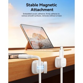 12-Pack Magnetic Cable Clips Cord Organizer-Cable Smooth Adjustable, Rocoren Desk Cable Management Accessories,Cable Holder Clips Wire Holder Keeper for Desktop,Nightstand,Wall,Home Office,Phone,Car