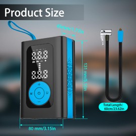 FUN-DRIVING Tire Inflator Portable Air Compressor Air Pump for Car Tires with Tire Digital Pressure Gauge 150PSI for Car, Bike, Motorcycle, Ball (Blue)