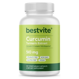 BESTVITE BESTVITE Curcumin 510mg (Turmeric)(120 Vegetarian Capsules) with Curcumin C3 Complex & Bioperine - Standardized to 95% Curcuminoids - No Stearates - Vegan - Non GMO - Gluten Free