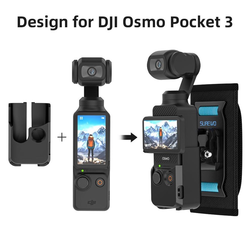 SUREWO Osmo Pocket 3 Backpack Mount, Bag Belt Shoulder Strap