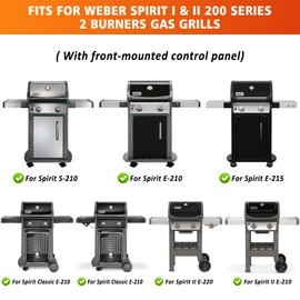 Hisencn Porcelain-enameled 7635 15.3 inch Flavor Bars and 7637 Cooking Grates for Weber Spirit I & II 200 Series - E210 E220 S210 S220 with Front Control, 17.5 Inch Cooking Grates for Weber 64815