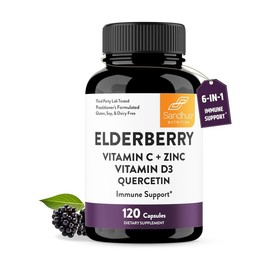 Sandhu's 【Sandhus】Elderberry, Vitamin C, Zinc, Quercetin & D3 | Immune Support |Healthcare Dietary Supplement Fitness Edible Syrup - Specification: 1 pack
