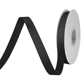 BVIEAKD Black Satin Ribbon 5/8 Inch x 50 Yards Double Faced Solid Color Ribbon for Crafts Weddings Bow Making & More