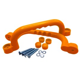 HOQ 1 Pair of Premium Grab Handles - 2 Pieces High-Quality Plastic Handles - Handrails 240 x 75 mm - for Stilt Houses / Bunk Beds, Playhouses and Play Towers - Orange