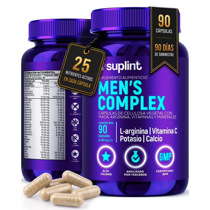 Vitaminas para Hombre – Multivitamínico Hombre con Maca Negra, L-Arginina,