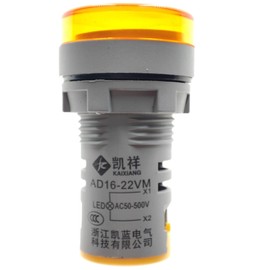 Szliyands 3pcs Digital Display AC Voltage Indicator, 22mm Round Head LED Voltage Tester AC50~500V Voltmeter Monitor (Yellow)