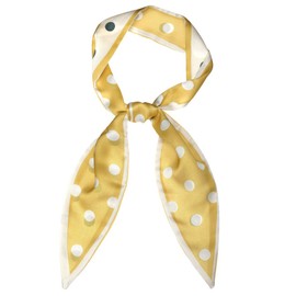 Allegra K Women's Thin Ribbon Scarf, Neckerchief, Thin, Polka Dot, Hair Accessory, Bag Decoration, Yellow Big Point