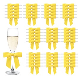 MORSUNBELA Decorative Small Gift Bows Pack of 50 Yellow Gift Wrapping Bow Gift for Christmas Weddings