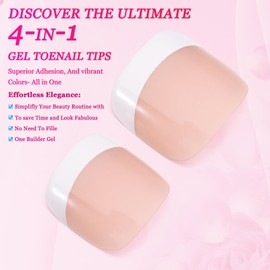 WUZIA 240PCS Toe Nail Tips, Glossy French Press on Toe Nail Pre-applied Soft Gel Fake Nails for Nail Extension at Home DIY (White-Deep Bronze)