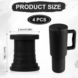 4pcs Replacement Stopper Compatible with Simple Modern Kids 40 oz 30 oz Tumblers with Handle, Silicone Water Bottle Top Accessories Cup Lid Seal Gaskets Travel Mug Replacement Parts (Black)