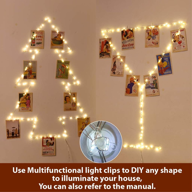 HXWEIYE Warm White Photo Clips String Light, Timer & 8