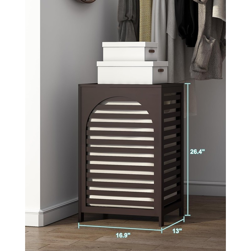 Laundry Hamper, 22.5 Gallon (85L) Bamboo Wood Clothes Laundry Basket