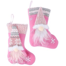 STOBOK Pack of 2 Christmas Stocking for Hanging Santa Stocking Plush Gnome Gift Bag Gnomes Figures Santa Boots for Filling Christmas Decoration Christmas Tree Decoration Pink