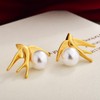 Xeyai 14K Gold Plated Swallow Bird Stud Pearl Earrings for