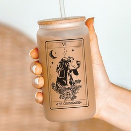 Dog Tarot Card Tumblers, dog mom tumbler,:_Coonhound