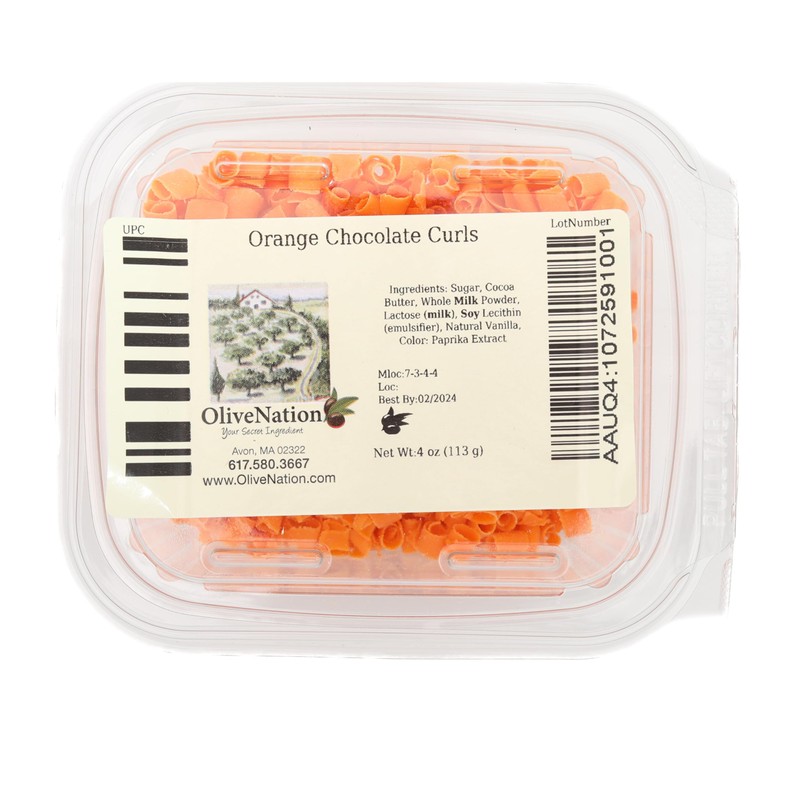 Orange Chocolate Decorating Curls, OliveNation Orange Chocolate Curls, Real White