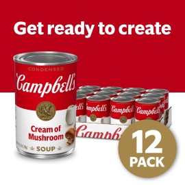 Campbell's Cream of Mushroom Soup 10.5 oz Pack of 12 Vegetarian Canned Soup