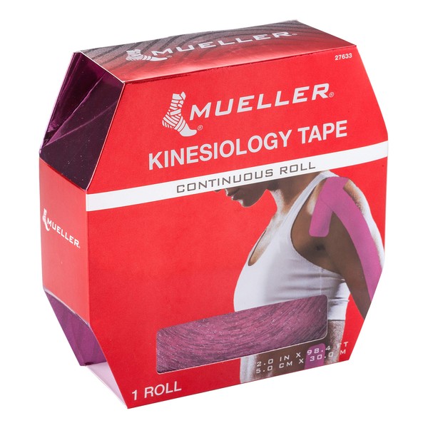 Mueller Sports Medicine Kinesiology Tape, Continuous Roll, Pink, 30 Meters