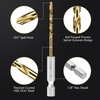 MACXCOIP Hex Shank Drill Bit Set, 16Pcs 1/8" HSS Titanium