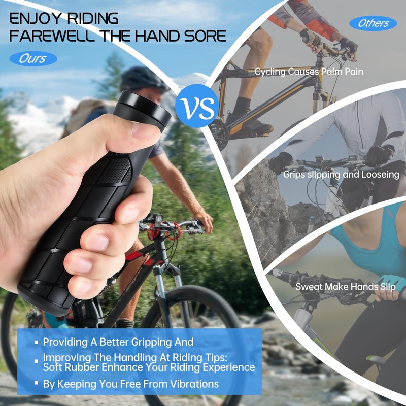 Bicycle Grips Ergonomic Soft Rubber Non Slip Iron