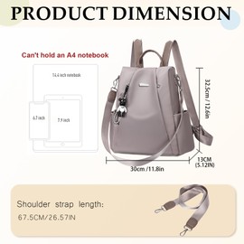 Eshow Women's Elegant Anti-Theft Backpack, Small Backpack for Girls and Women, City Backpack Modern for School, Work, Travel, Large Capacity, Grey 123 g, Casual