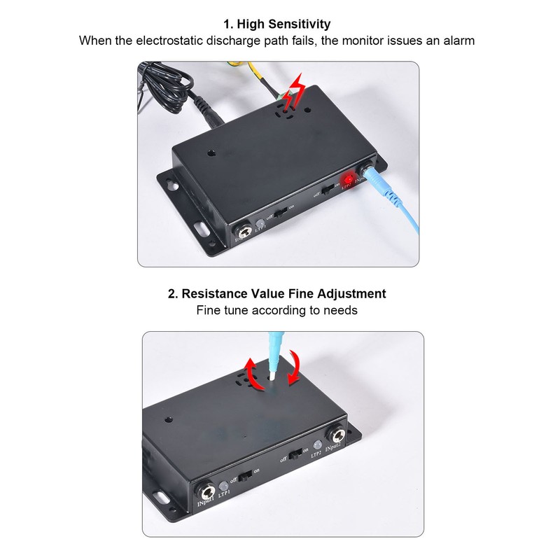 ESD Wrist Strap Tester Double Station Antistatic Wristband Online Monitor