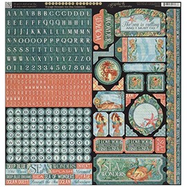 Graphic 45 Voyage Beneath The Sea 12"x12" Die-cut Cardstock Alphabet & Element Sticker Sheet 4501334