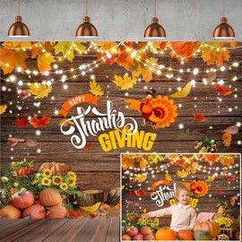 7x5ft Fall Thanksgiving Brown Wood Backdrop for Photoshoot Autumn Pumpkin Harvest Barn Background Hay Maple Leaves Baby Shower Banner Supplies Photo Booth Prop ZW-028
