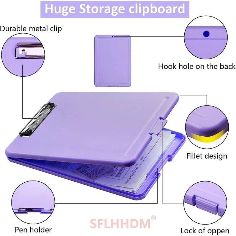 A4 Clipboards, Clipboard with Storage,Plastic Storage Clipboard with Low Profile