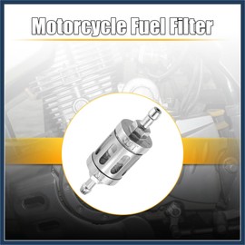 INFINAUTO Silver Tone Fuel Filters Engine Inline Gas Fuel Line Filter for Moto Durable Material Stylish Design