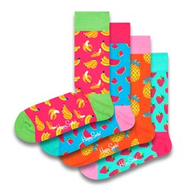 Happy Socks Colorful and Fun Banana Gift Boxes for Men and Women Premium Cotton Socks 4 Pair size (9-11)