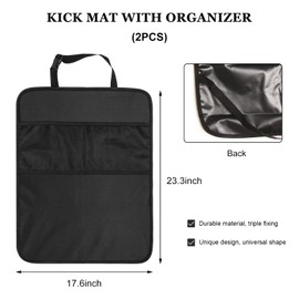 MTRPS 2 PCS Back Seat Cover for Kids, Heavy Duty Kick Mat Car Seat Protector with 3 Mesh Pockets, Waterproof Vehicle Backseat Protector Durable Kick Guard Protects from Dirt Mud Scratches