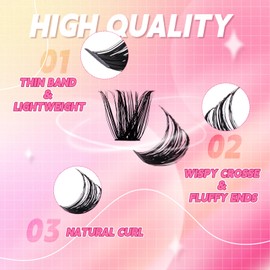 FADLASH Lash Clusters 100D+200D D Curl Eyelash Clusters Fluffy Reusable Eyelash Clusters DIY Cluster Lashes at Home（100D+200D-0.07D, 12-18mm）
