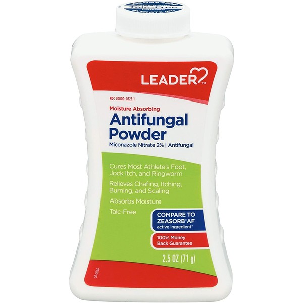 Leader Athlete's Foot AF Powder, Moisture Absorbing, Talc-Free, 2.5 oz, Compare to Zeasorb, Pack of 1