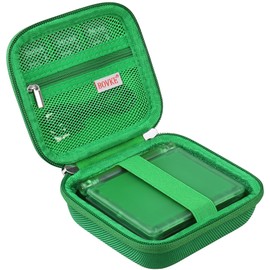 BOVKE Carrying Case Compatible with Anbernic RG35XXSP Handheld Game Console, RG35XXSP Clamshell Retro Games Consoles Flip Hand-held System Holder with Mesh Pocket for Cables and Accessories, Green
