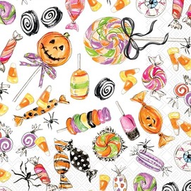 IHR Ideal Home Range Party Napkins Disposable 3-Ply Paper Lunch Napkin Pack, 6.5" x 6.5", Just Treats, 20-Count